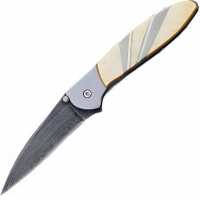 Полуавтоматический складной нож Santa Fe Kershaw Leek, дамасская сталь, рукоять сталь с накладкой из перламутра купить в Омске