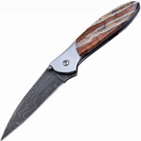 Полуавтоматический складной нож Santa Fe Kershaw Leek, дамасская сталь, рукоять сталь с накладкой из зуба мамонта купить в Омске