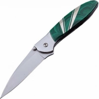 Полуавтоматический складной нож Santa Fe Kershaw Leek, сталь 14C28N, рукоять сталь с накладкой из малахита купить в Омске