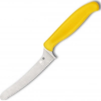 Универсальный кухонный нож Spyderco Z-Cut Serrated Offset Kitchen, сталь CTS™ — BD1 Alloy, рукоять желтый полипропилен купить в Омске