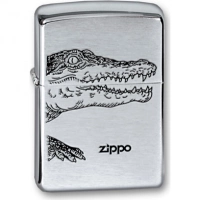 Зажигалка ZIPPO Alligator, с покрытием Brushed Chrome, латунь/сталь, серебристая, матовая, 36x12x56 купить в Омске