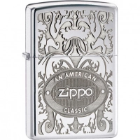 Зажигалка ZIPPO American Classic, латунь с покрытием High Polish Chrome, серебристый, 36х12×56 мм купить в Омске