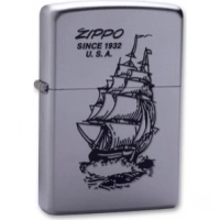 Зажигалка ZIPPO Boat-Zippo Satin Chrome, латунь с ник.-хром. покрыт., сереб., матовая, 36х56х12мм купить в Омске